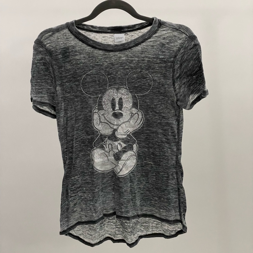 Distressed Gray Mickey Tee XS